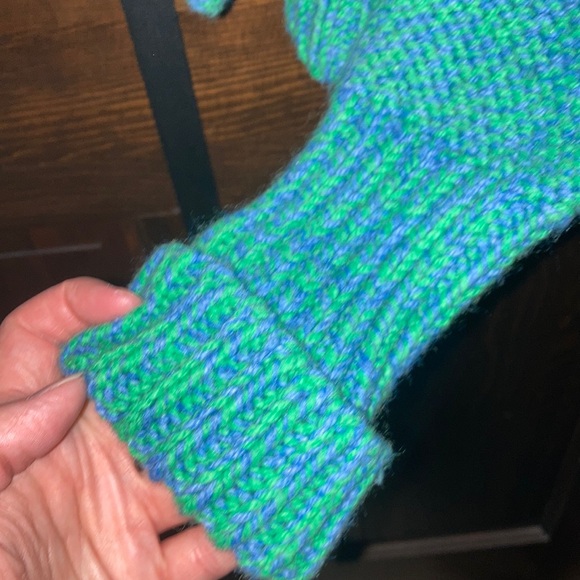 American Eagle Outfitters Blue/Green Cardigan with High Collar and Fitted Style - Picture 8 of 11